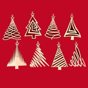 Spiral Christmas Tree Decor Collection Set Laser Cut File