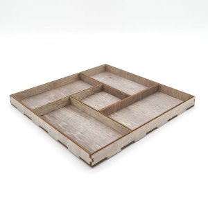 Square Shaped Serving Tray with Five Sections Laser Cut File