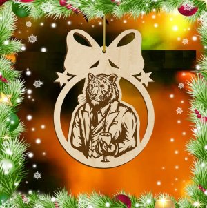 Suited Tigra in New Year Ball Laser Cut File