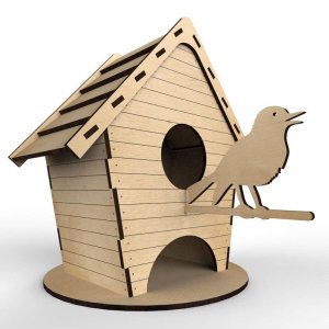 Tea Bag House with Bird Laser Cut File