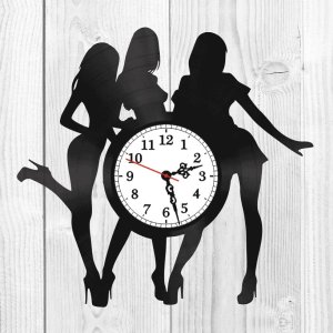 Three Girls Pose Vinyl Record Wall Clock Laser Cut File