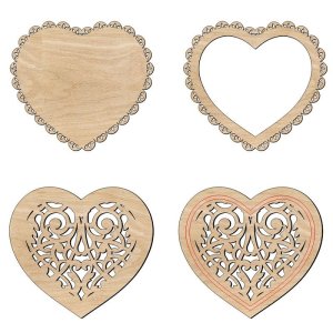 Unfinished Wood Floral Heart Shape for Craft Laser Cut File