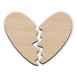 Unfinished Wooden Broken Heart Craft Shape Laser Cut File