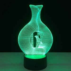 Vase With Bird 3D Illusion Lamp Laser Engraving File