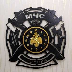 Vinyl Wall Clock with Ministry of Emergency Situations of Russia Logo Laser Cut File