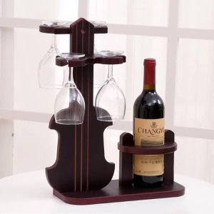 Violin Wine Bottle Glass Holder Table Top Rack Laser Cut File
