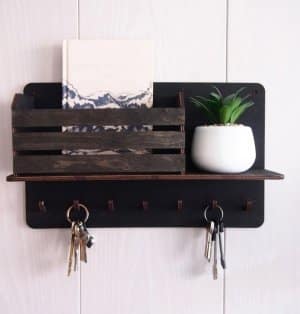 Wall Mounted Mail Holder with Key Hooks Laser Cut File