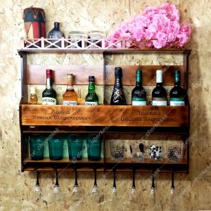 Wall Mounted Wine Rack Bottle and Glass Holder Shelf Laser Cut File