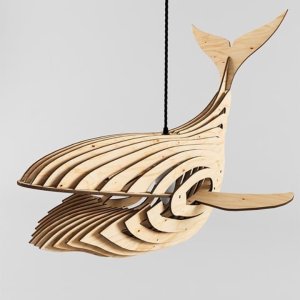 Whale Wooden Pendant Lamp Shade Laser Cut DXF File