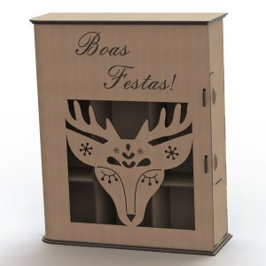 Wine Bottle and Two Glasses Packaging Box for Christmas Eve Laser Cut File