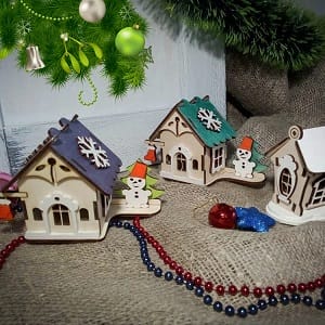 Wood Christmas House Collection Laser Cut File