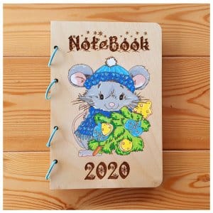 Wood Engraved Notepad Cover with Mouse Laser Cut File
