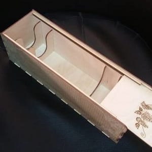 Wood Engraved Single Wine Bottle Gift Box with Sliding Lid Laser Cut File