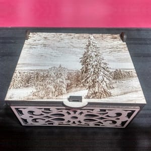 Wood Engraved Winter Jewelry Box Laser Cut Layout