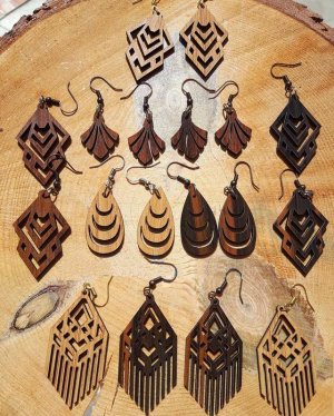 Wood Jewelry Earrings Bundle Laser Cut File