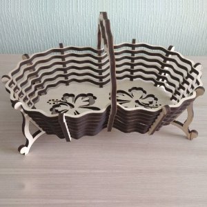 Wood Slat Basket for Food Laser Cut File