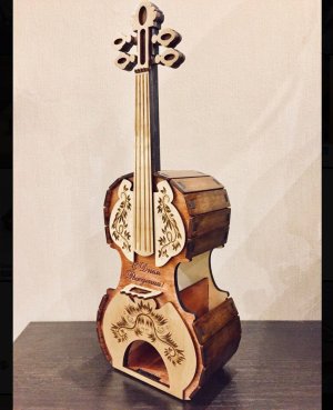 Wood Violin Tea Bag House Laser Cut File