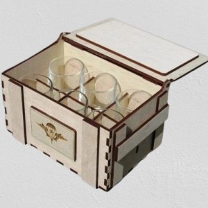 Wooden 6 Glass Packing Box Laser Cut File