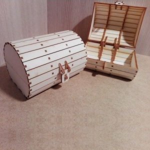 Wooden Barrel Treasure Chest Laser Cut File
