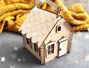 Wooden Candy House with Handle Laser Cut File