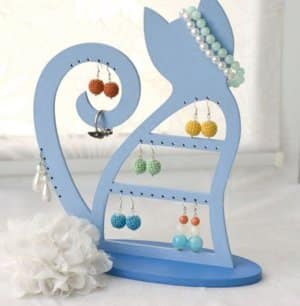 Wooden Cat Earring Holder Jewelry Display Stand Laser Cut File