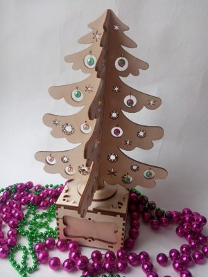 Wooden Christmas Tree Surprise Box CNC Laser Cut File
