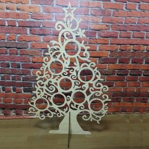 Wooden Christmas Tree with Circle Space for Toys Laser Cut File