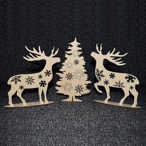 Wooden Christmas Tree with Deers Laser Cut File