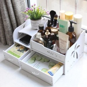 Wooden Cosmetic Organizer Box with Drawers Laser Cut File