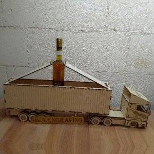Wooden Delivery Truck Wine Bottle Holder Laser Cut File