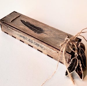 Wooden Engraved Feather Pen Gift Box Laser Cut File
