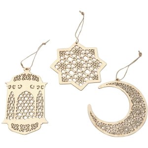 Wooden Geometric Hanging Eid Mubarak Decorations Laser Cut File