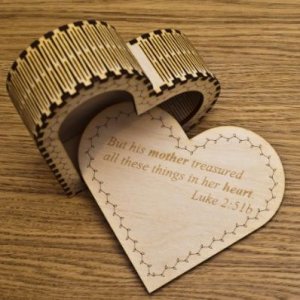 Wooden Heart Shaped Trinket Box Laser Cut File