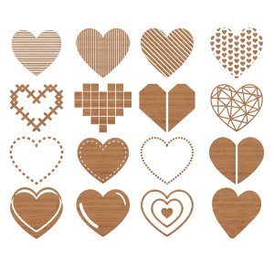 Wooden Heart Shapes for Valentine Day Gift Laser Cut File