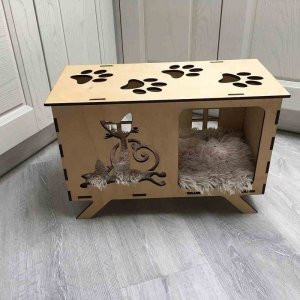 Wooden House for Cats Laser Cut File
