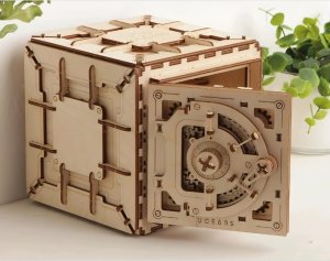 Wooden Mechanical Safe with Dial Lock 3D Puzzle Kit Laser Cut File