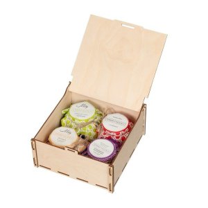 Wooden Packaging Box for 4 Honey Jars Laser Cut File