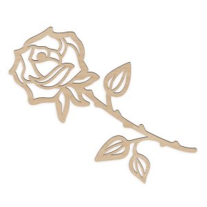 Wooden Rose with Leaves Craft Shape Laser Cut File
