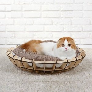 Wooden Round Sunbed for Cats Laser Cut File