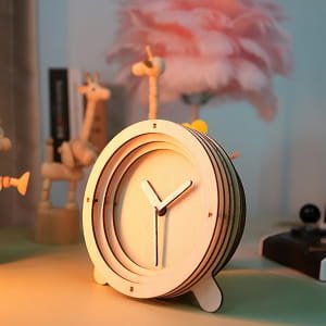 Wooden Table Clock Laser Cut Minimalist Layered Design