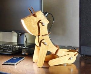 Wooden Techno Dog Table Lamp Laser Cut File