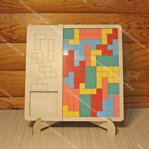 Wooden Tetris Puzzle Board with Stand Laser Cut File