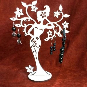 Wooden Tree Woman Jewelry Holder Stand Laser Cut File