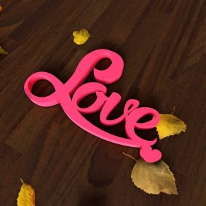 Wooden Valentines Day Love Word Art with Heart Sign Laser Cut File