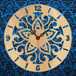 Wooden Wall Clock Circle Star Design Laser Cut File