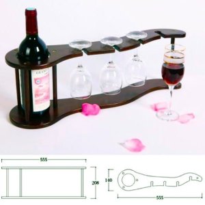Wooden Wine Bottle and Glass Holder Laser Cut File