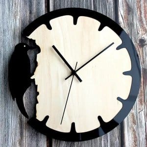 Woodpecker Round Wall Clock Laser Cut File
