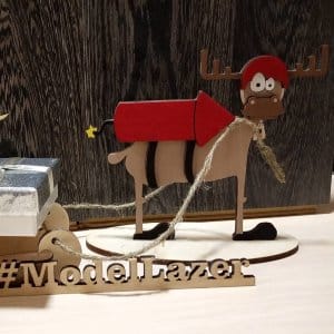 Worried Reindeer with Rocket Christmas Decor Laser Cut File