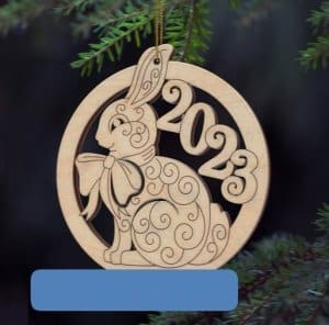 Year of the Rabbit 2023 Wooden Bauble Ornament Laser Cut File